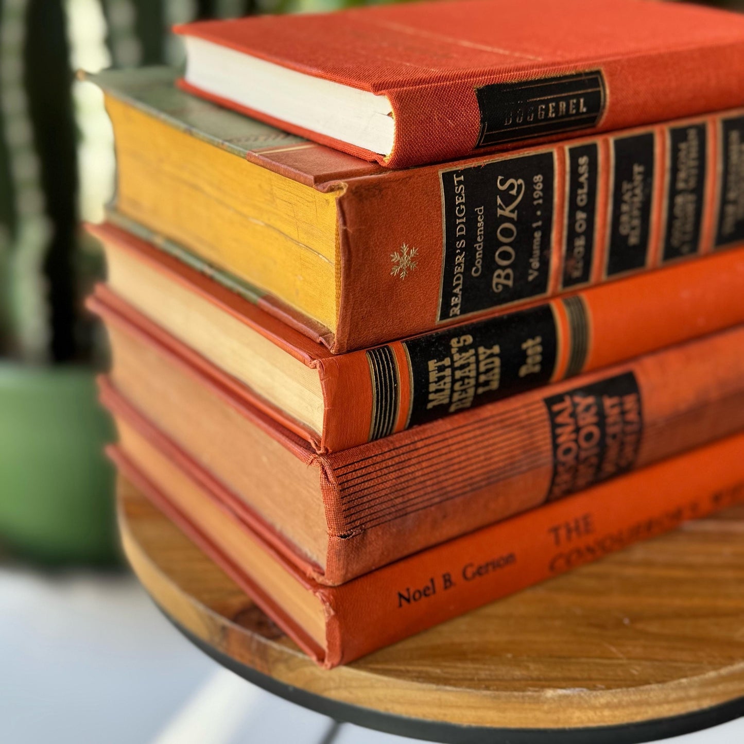 Terra Cotta and Black Vintage Books For Retro Shelf Styling