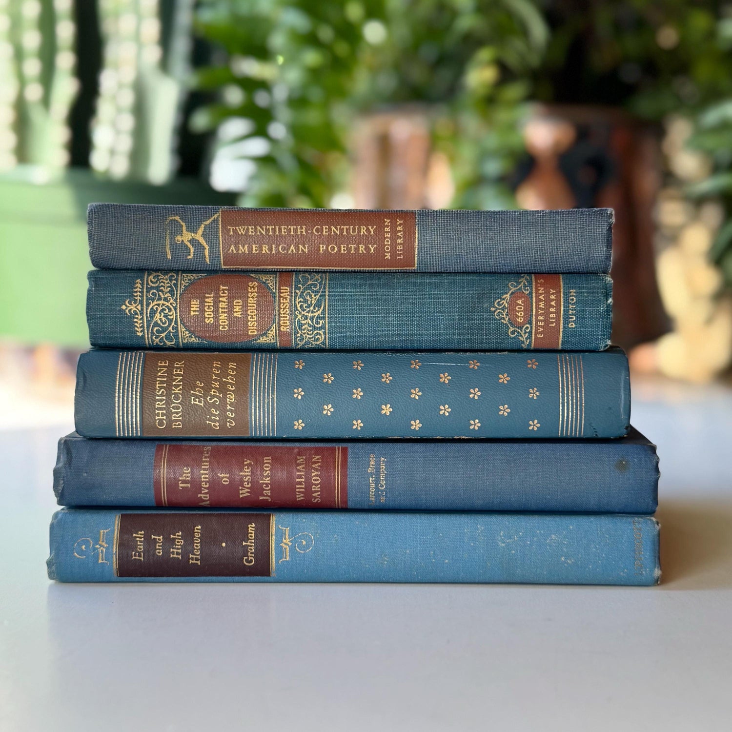 Navy Blue and Red Vintage Book Bundle For Masculine Mid-Century Shelf Styling from 1940s and 50s