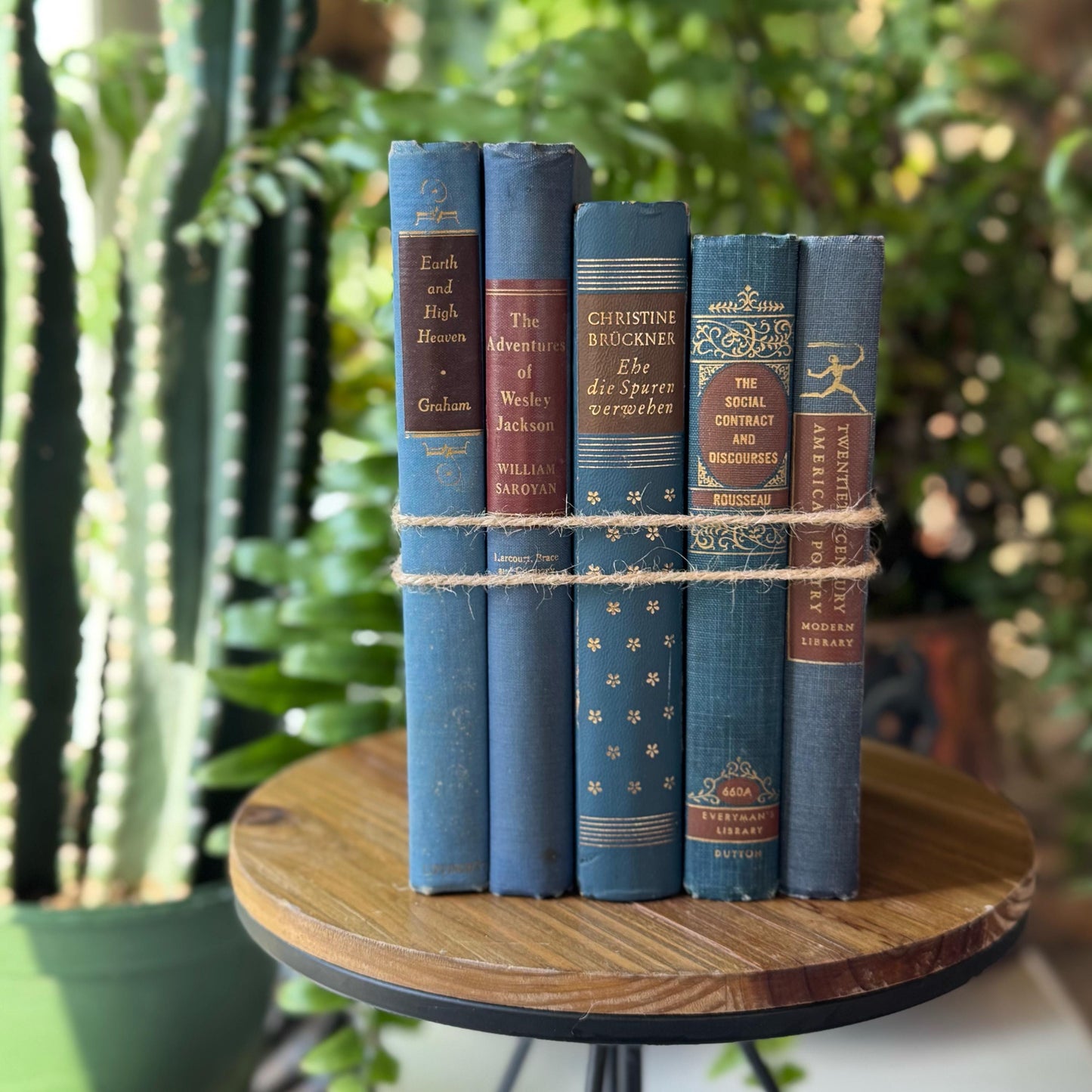 Navy Blue and Red Vintage Book Bundle For Masculine Mid-Century Shelf Styling from 1940s and 50s