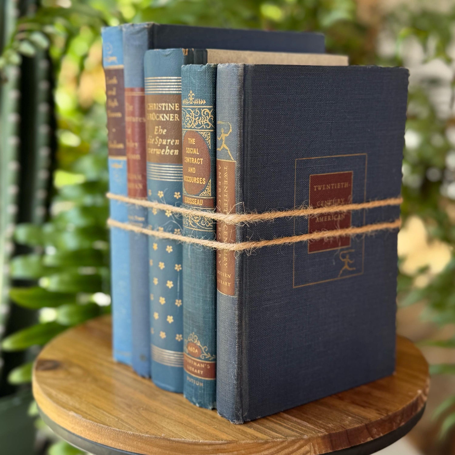 Navy Blue and Red Vintage Book Bundle For Masculine Mid-Century Shelf Styling from 1940s and 50s