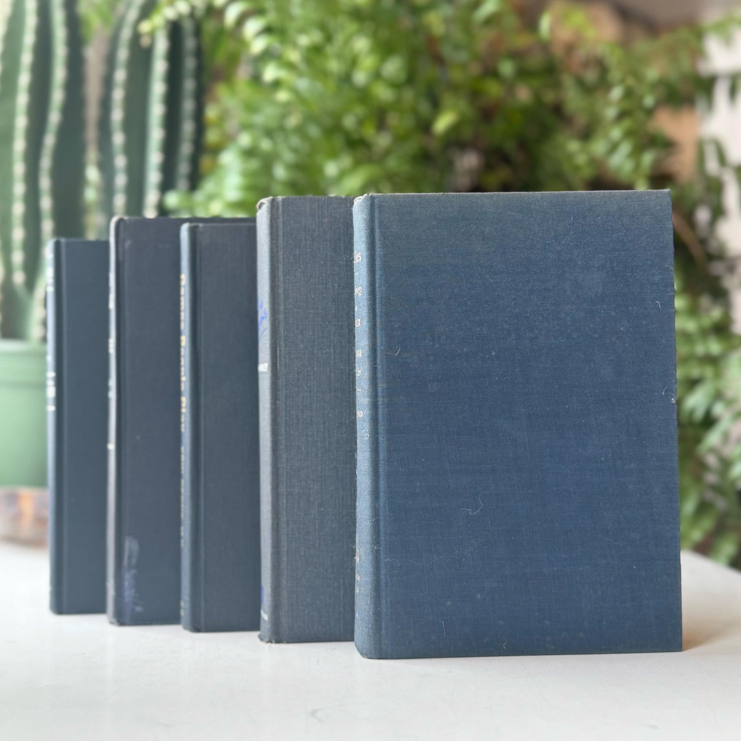 Dark Denim Blue Vintage Book Set for Mid Century Modern Shelf Styling