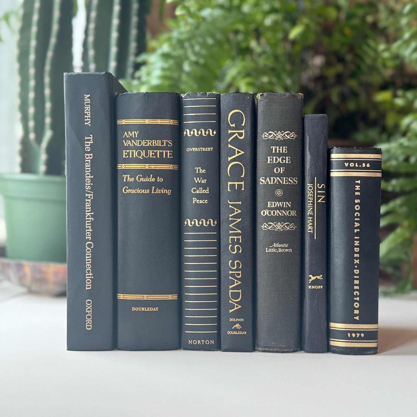 Black and Gold Vintage Mid-Century Book Bundle for Shelf Styling