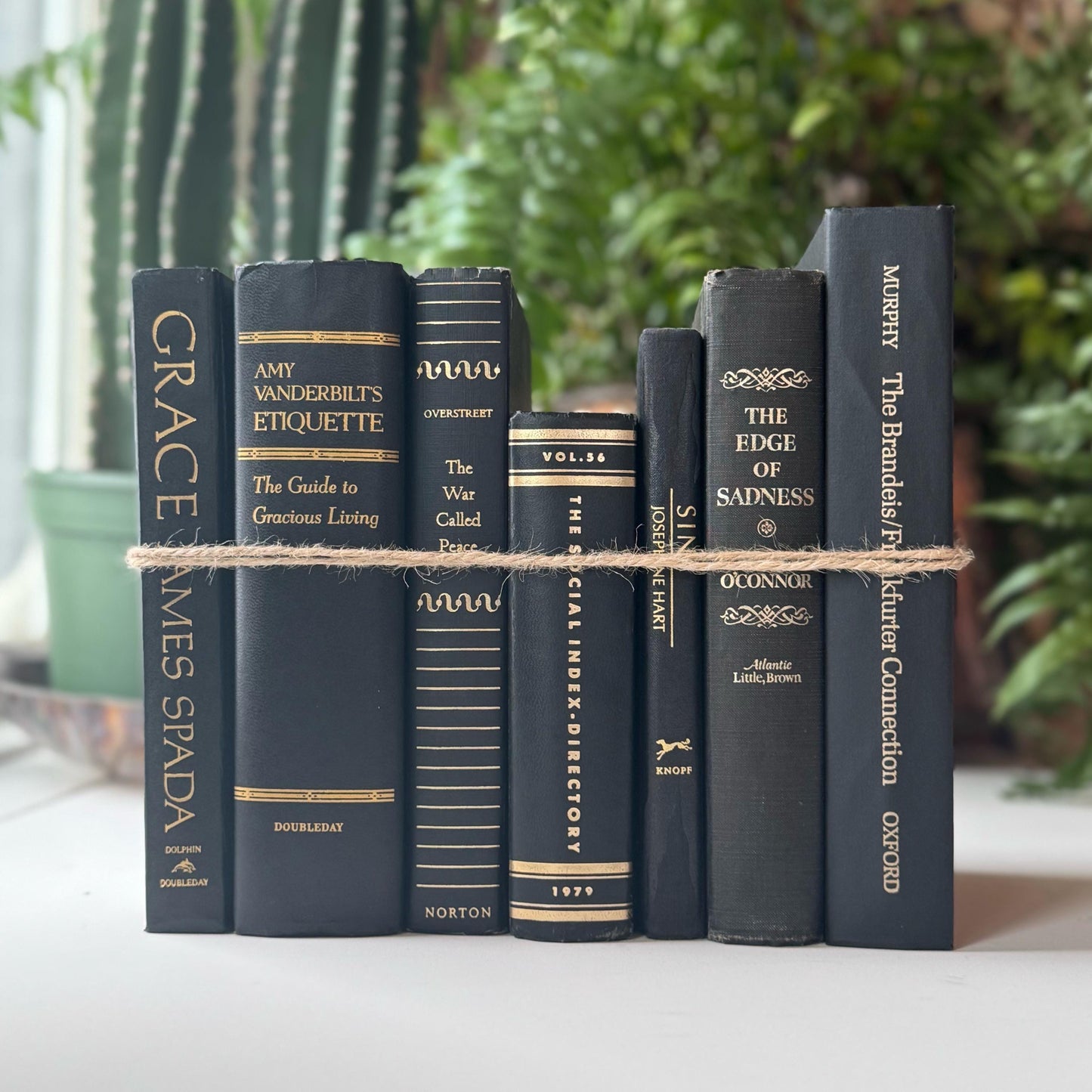 Black and Gold Vintage Mid-Century Book Bundle for Shelf Styling