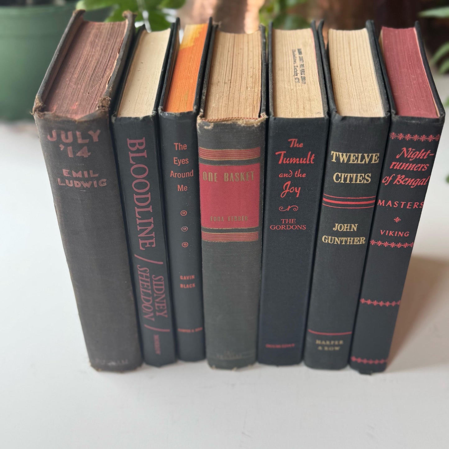 Black Red Gold Vintage Mid Century Books for Shelf Styling