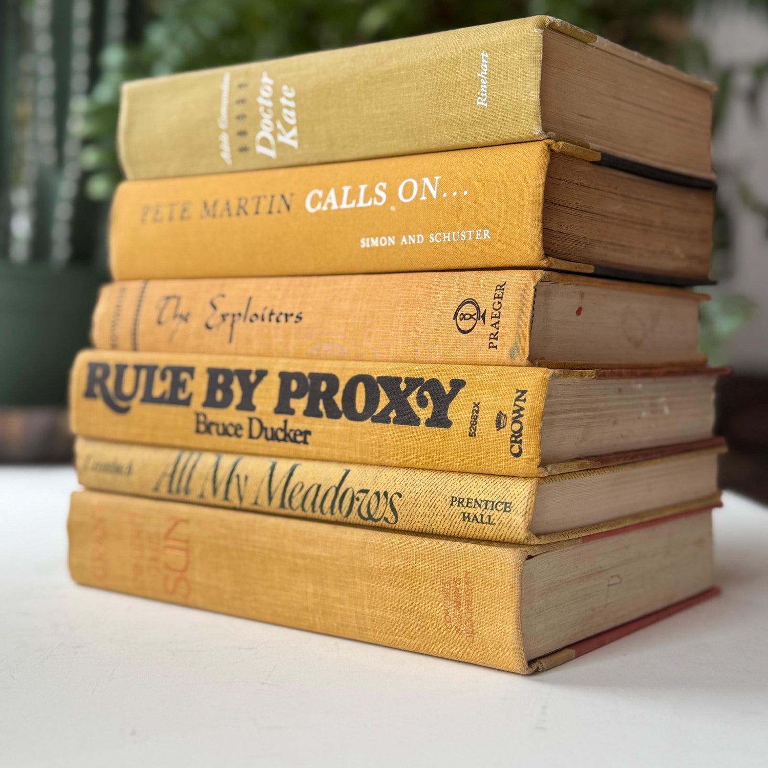 Mustard Yellow Vintage Books for Shelf Styling and Decor