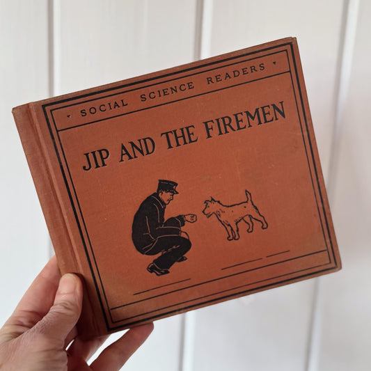 Jip and the Firemen, 1929 School Book, Social Science Readers, Color Fireman Art