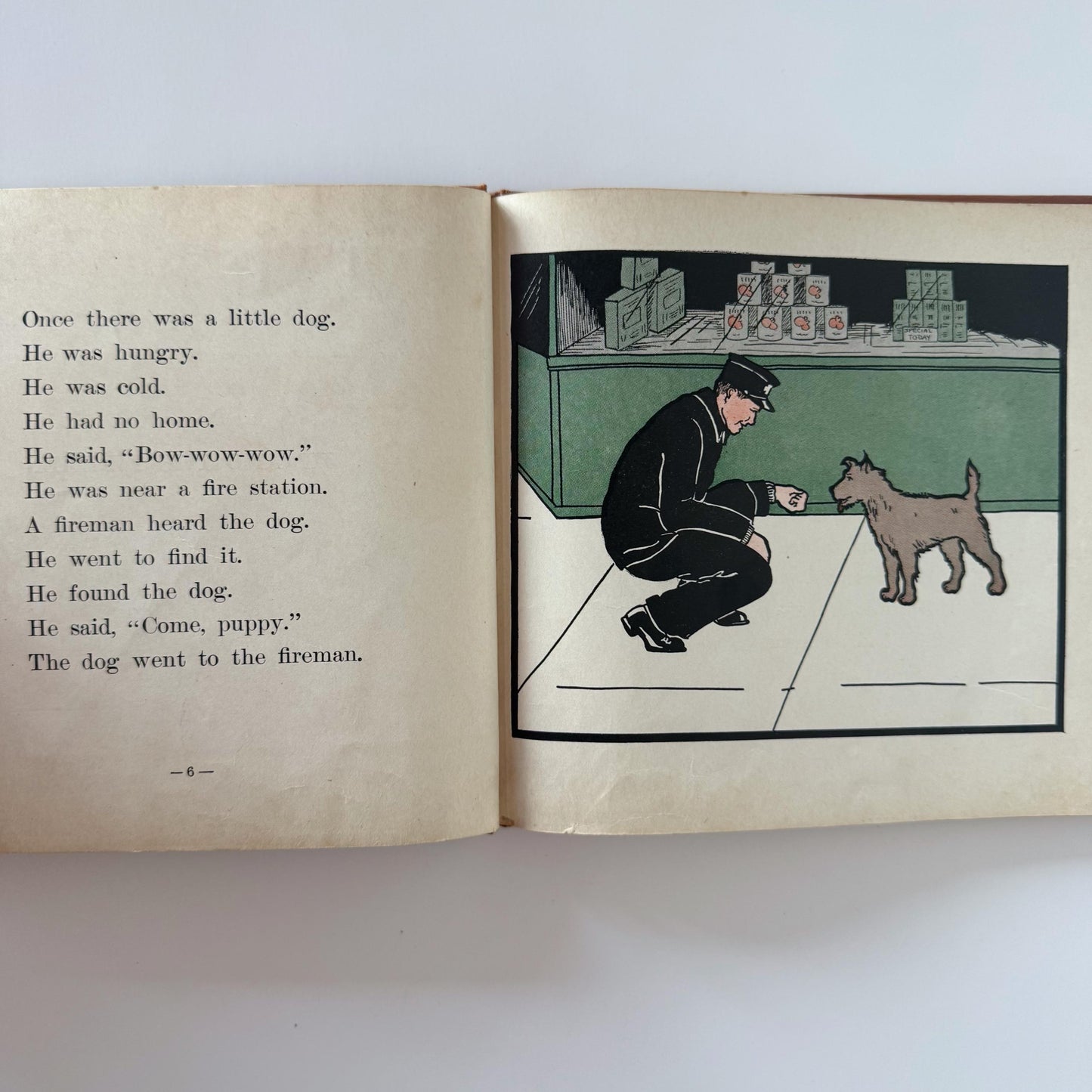 Jip and the Firemen, 1929 School Book, Social Science Readers, Color Fireman Art