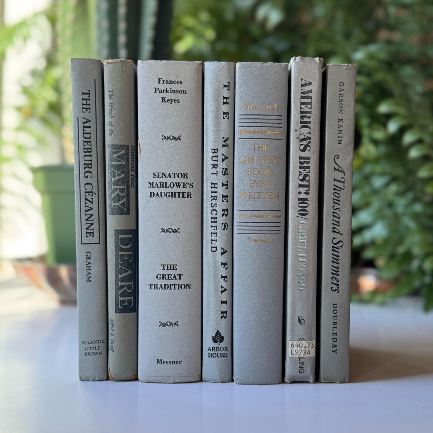 Vintage Gray and Black Book Set for Mid-Century Modern Shelf Styling