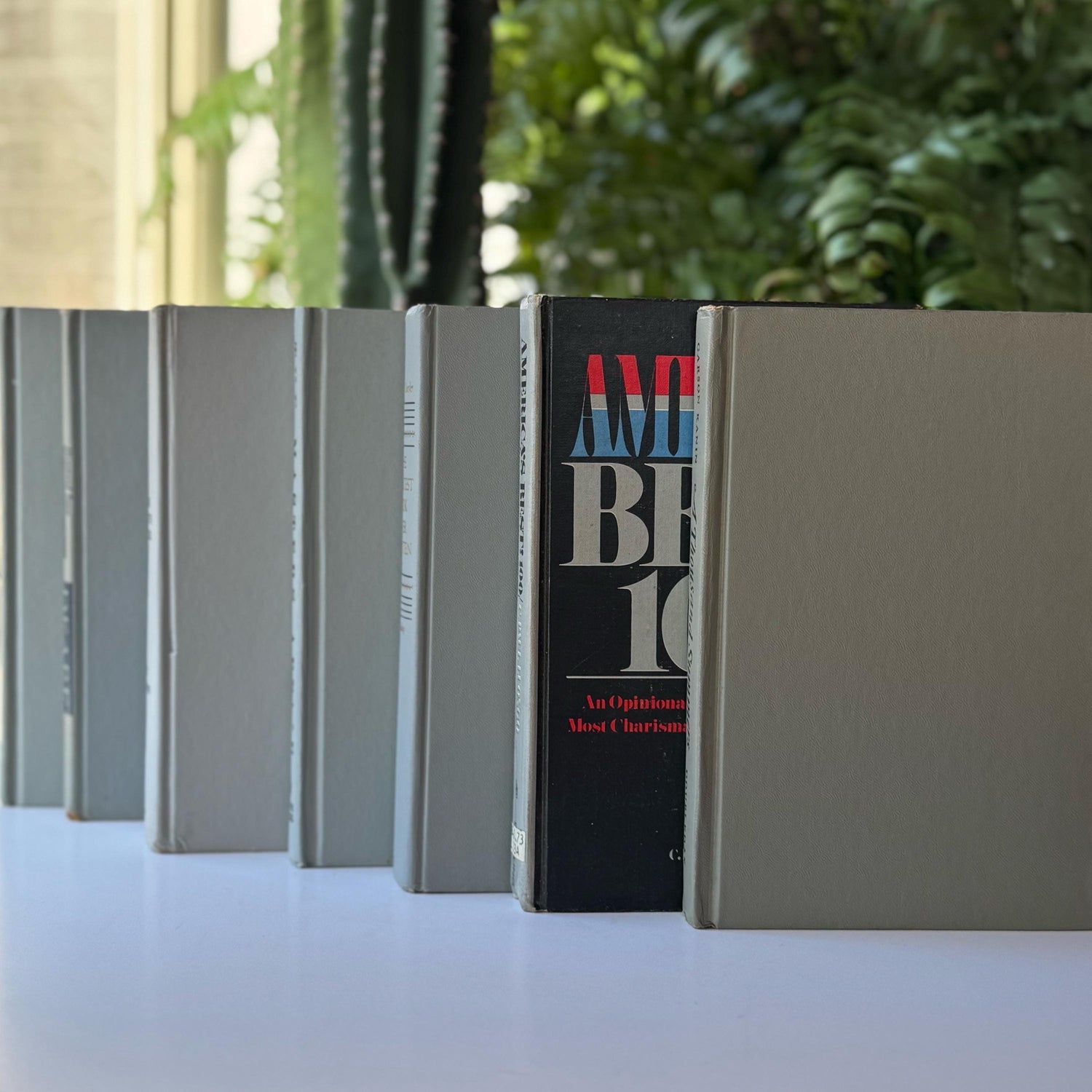 Vintage Gray and Black Book Set for Mid-Century Modern Shelf Styling