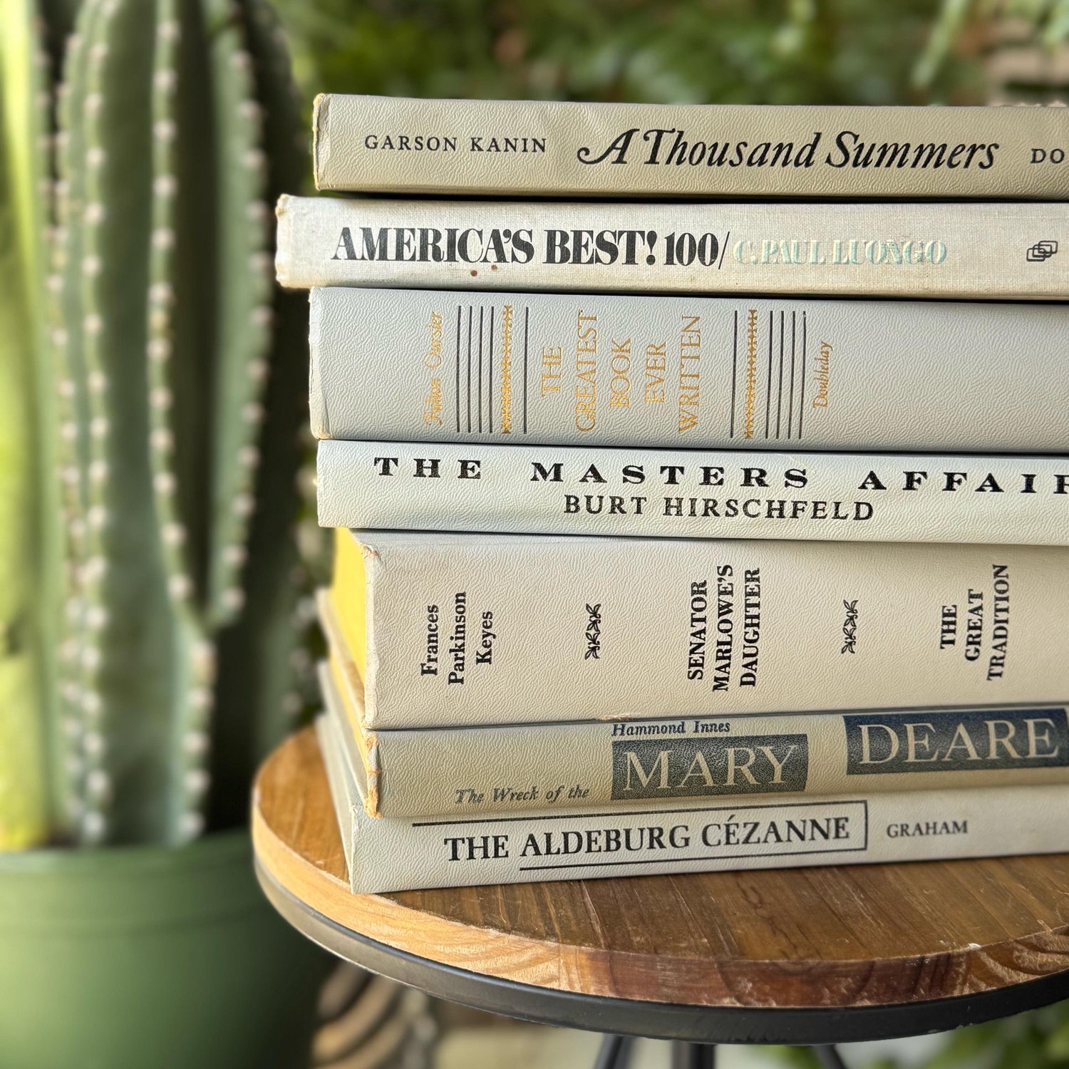 Vintage Gray and Black Book Set for Mid-Century Modern Shelf Styling