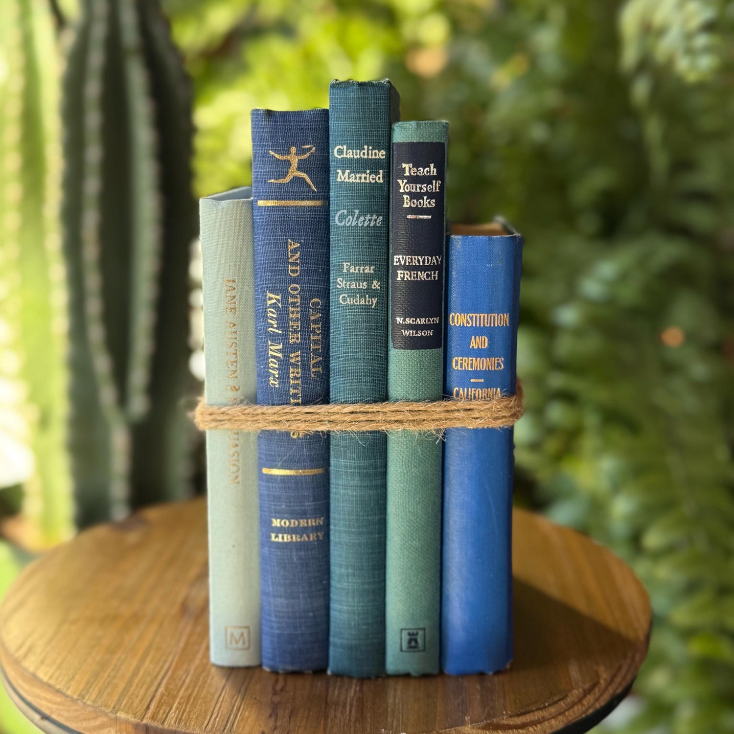 Mini Blue Vintage Book Set for Shelf Styling