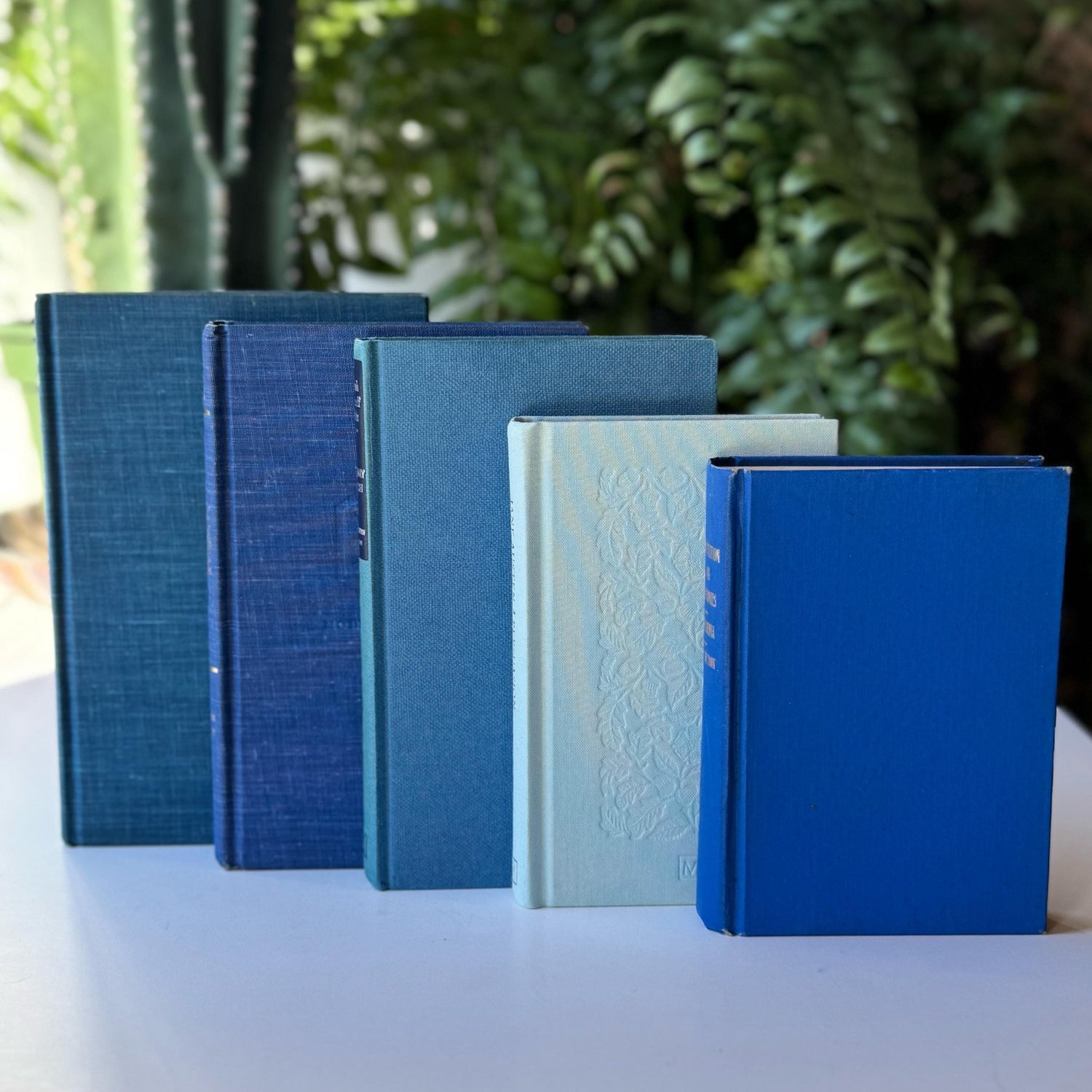 Mini Blue Vintage Book Set for Shelf Styling