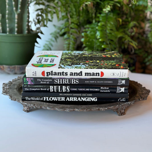 Black and White Vintage Gardening, Plants, and Flowers Coffee Table Books in Black and White for Shelf Styling