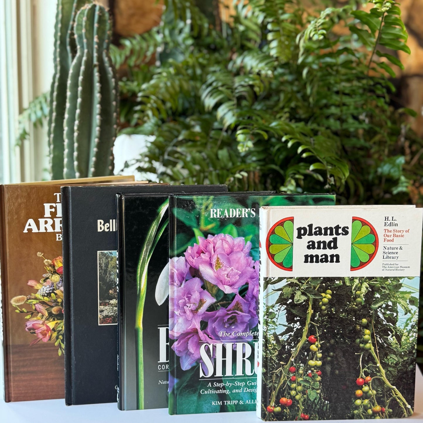 Black and White Vintage Gardening, Plants, and Flowers Coffee Table Books in Black and White for Shelf Styling