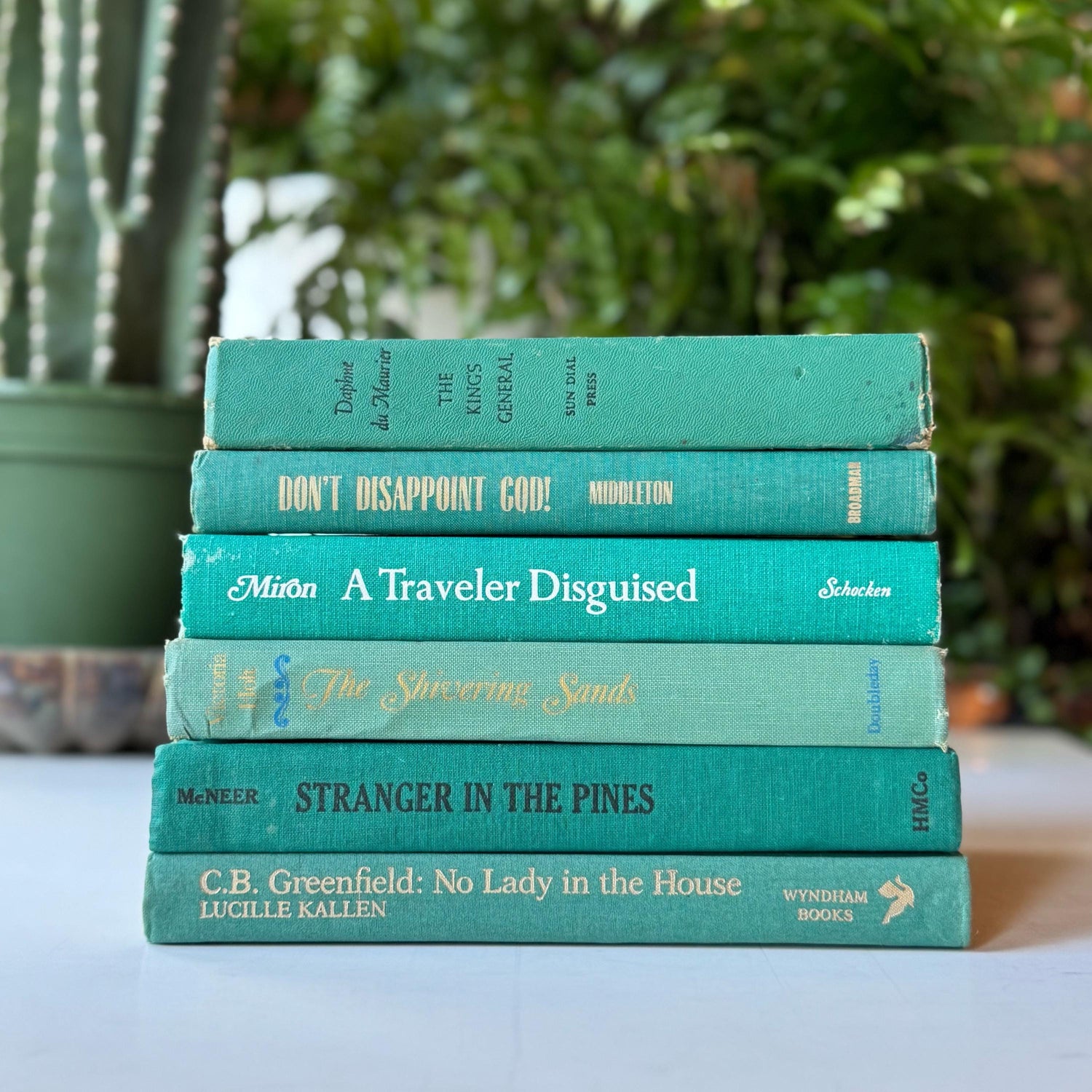 Teal Green Vintage Decorative Books for Bookshelf Decor