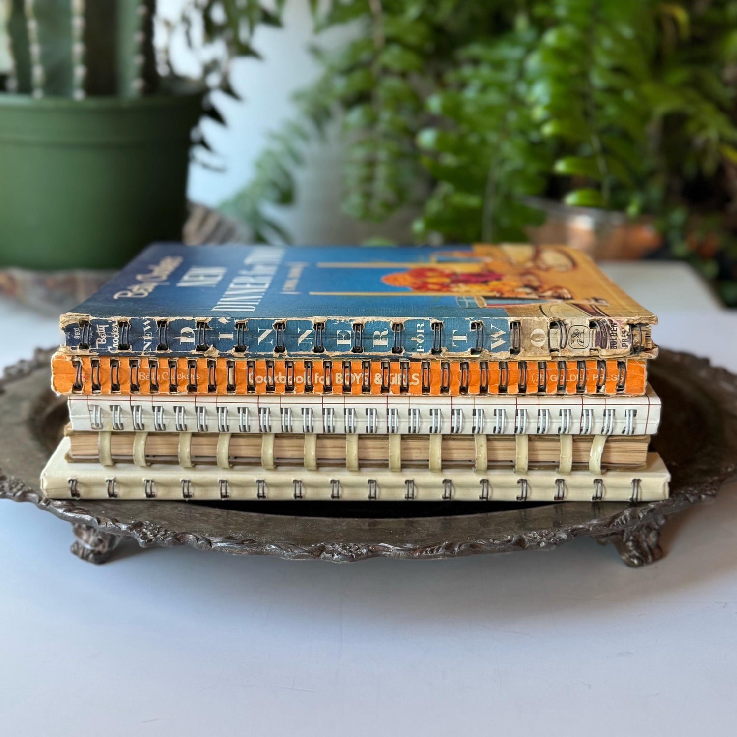 Vintage Spiral-Bound Cook Books for Kitchen Shelf Styling, 1960 and 1970s Decor