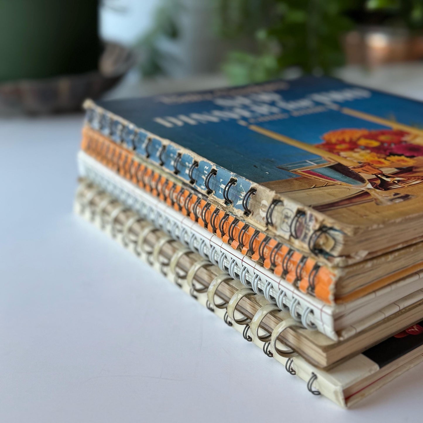 Vintage Spiral-Bound Cook Books for Kitchen Shelf Styling, 1960 and 1970s Decor