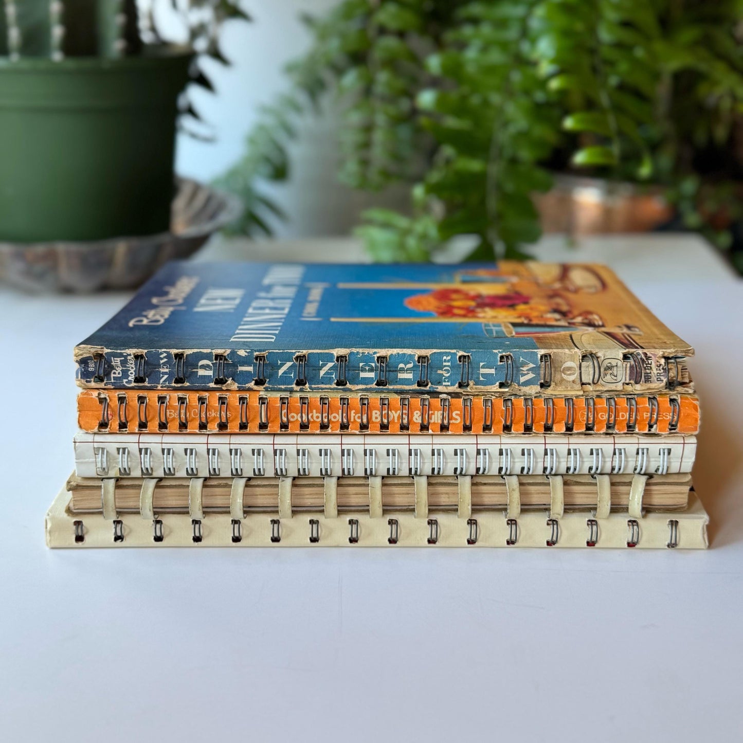 Vintage Spiral-Bound Cook Books for Kitchen Shelf Styling, 1960 and 1970s Decor