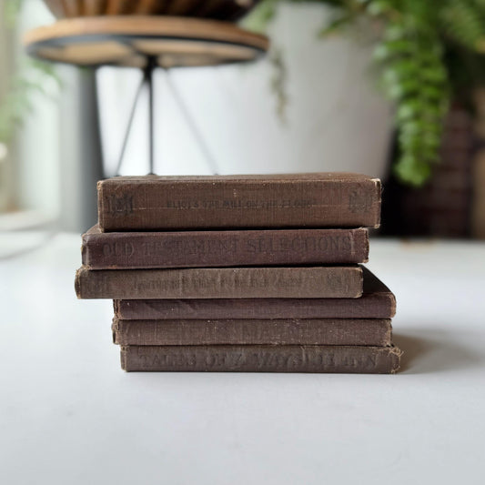 Antique Small Brown School Book Bundle, Macmillan Pocket Classics