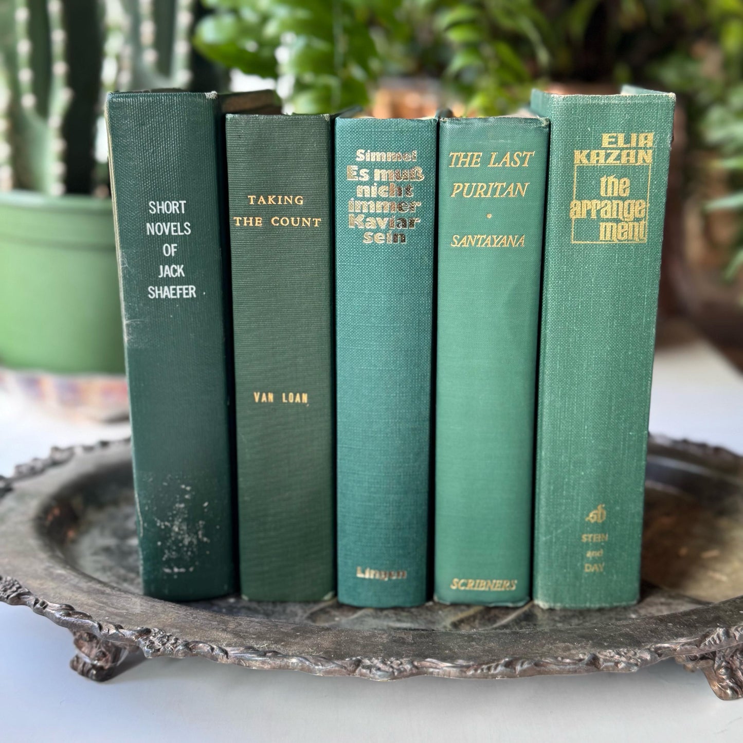 Dark Hunter Green Vintage and Antique Book Bundle for Shelf Styling