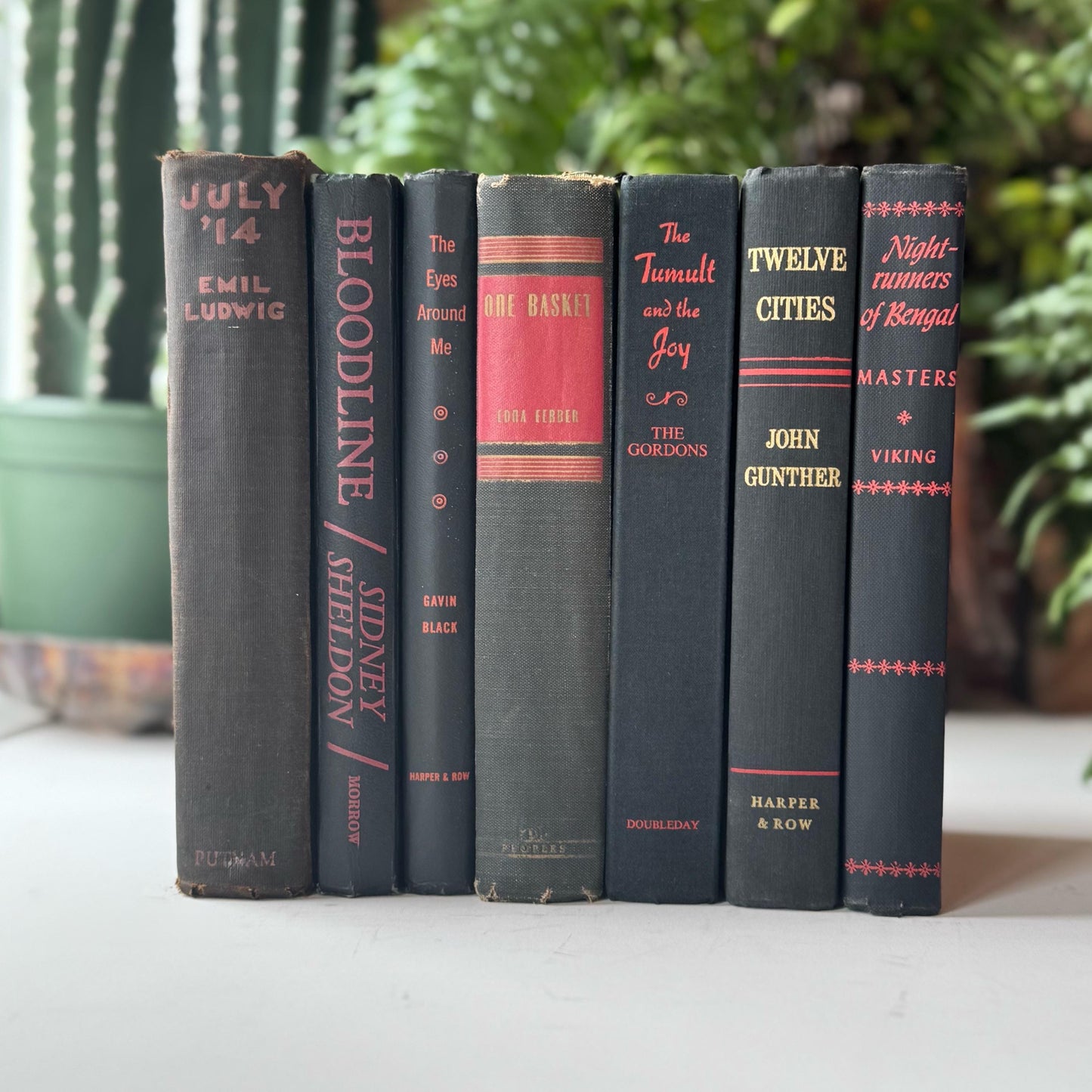 Black Red Gold Vintage Mid Century Books for Shelf Styling