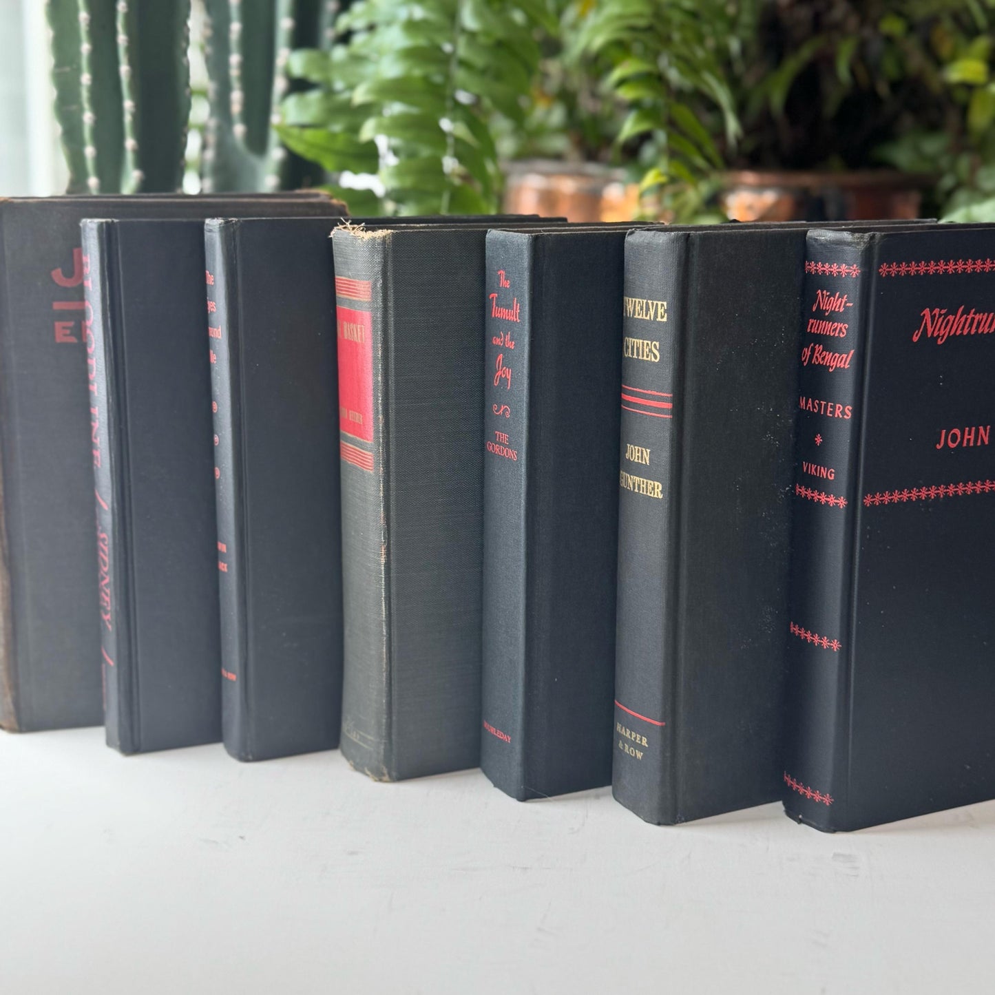 Black Red Gold Vintage Mid Century Books for Shelf Styling