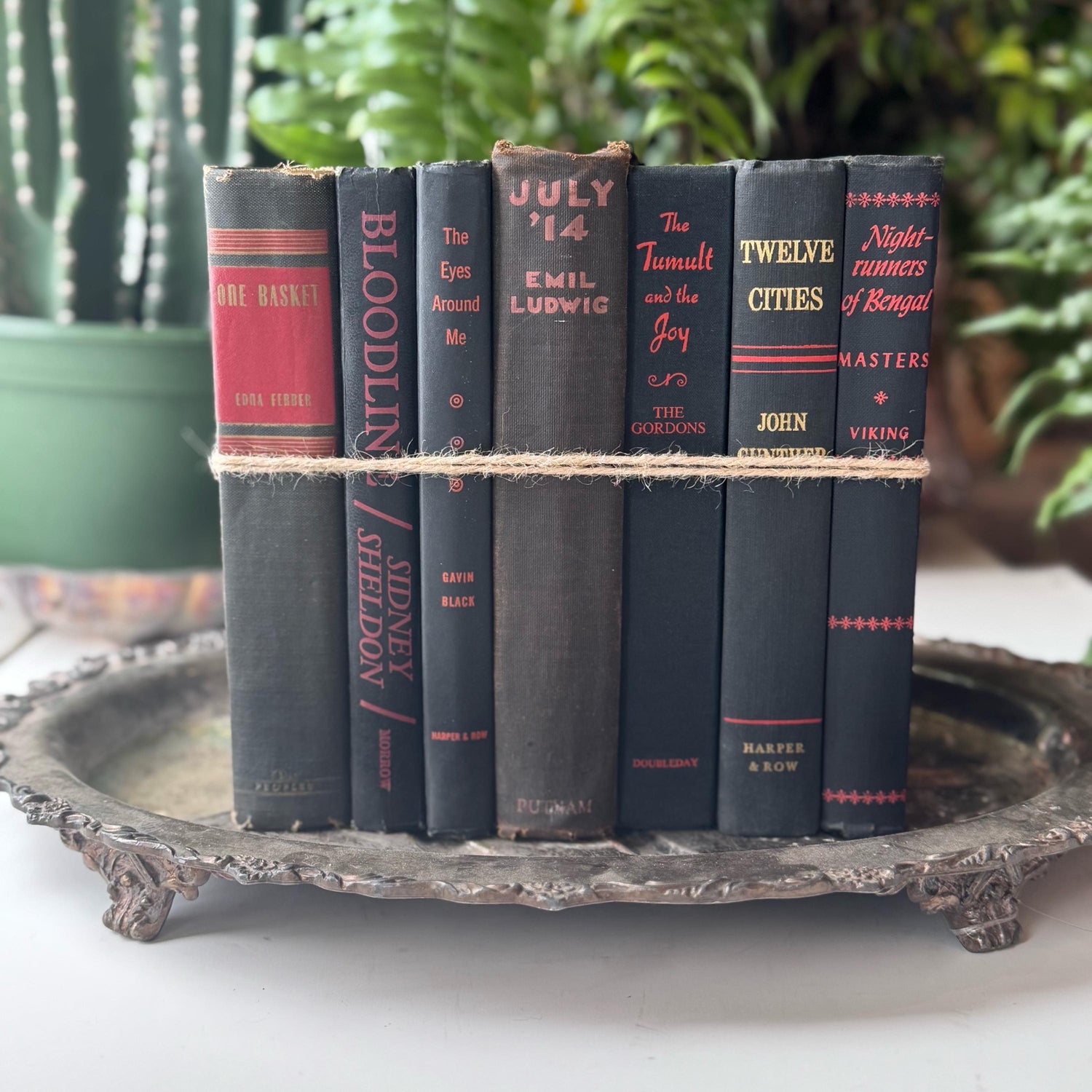 Black Red Gold Vintage Mid Century Books for Shelf Styling