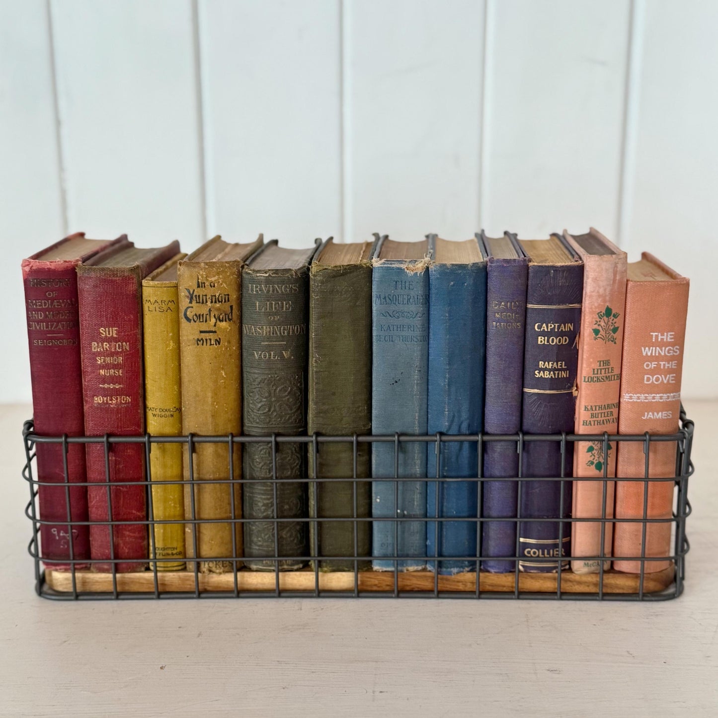 Shabby Antique Rainbow Book Set for Shelf Display