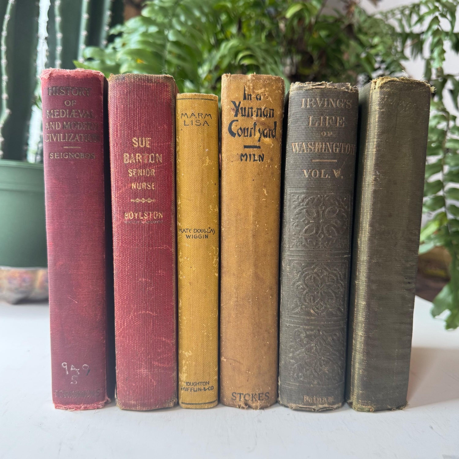 Shabby Antique Rainbow Book Set for Shelf Display