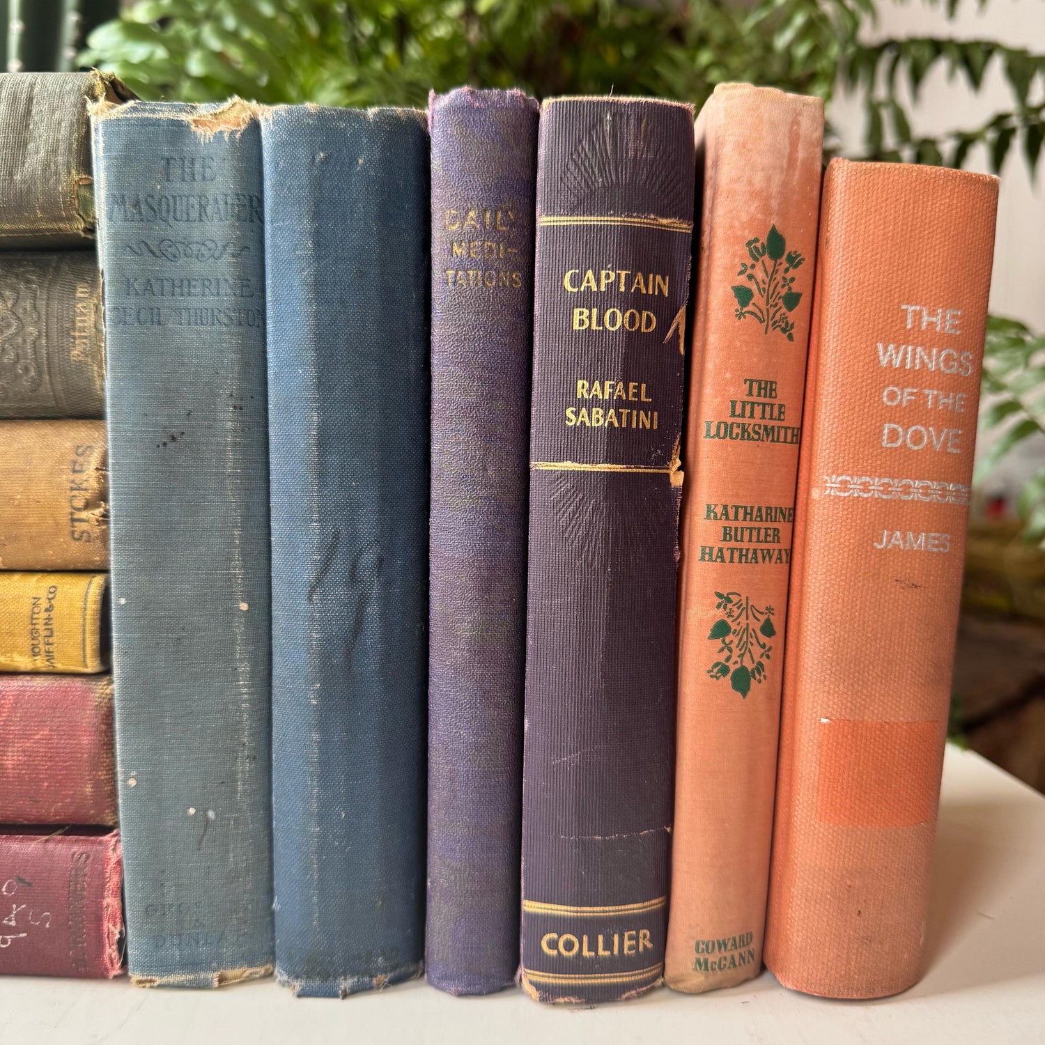 Shabby Antique Rainbow Book Set for Shelf Display