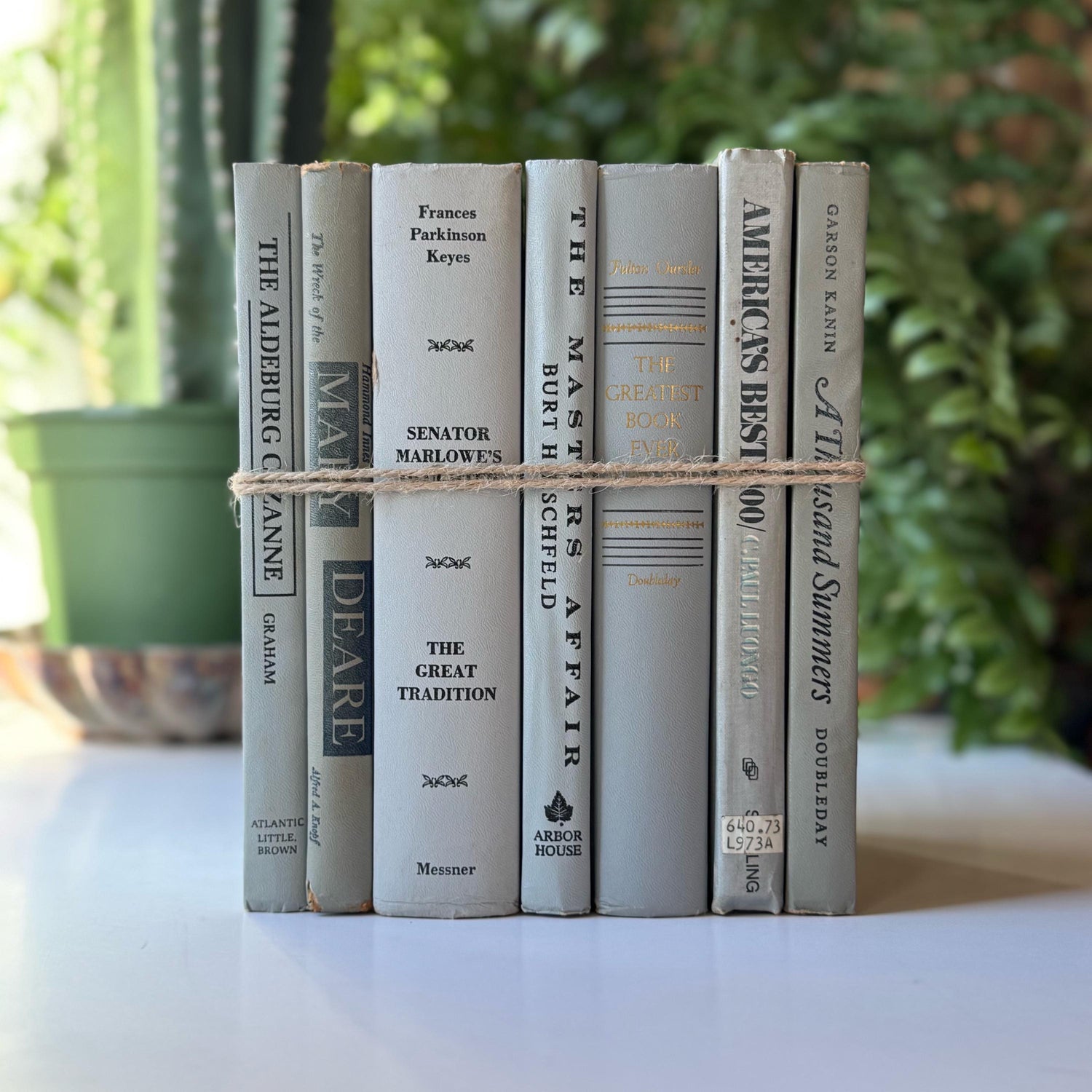 Vintage Gray and Black Book Set for Mid-Century Modern Shelf Styling