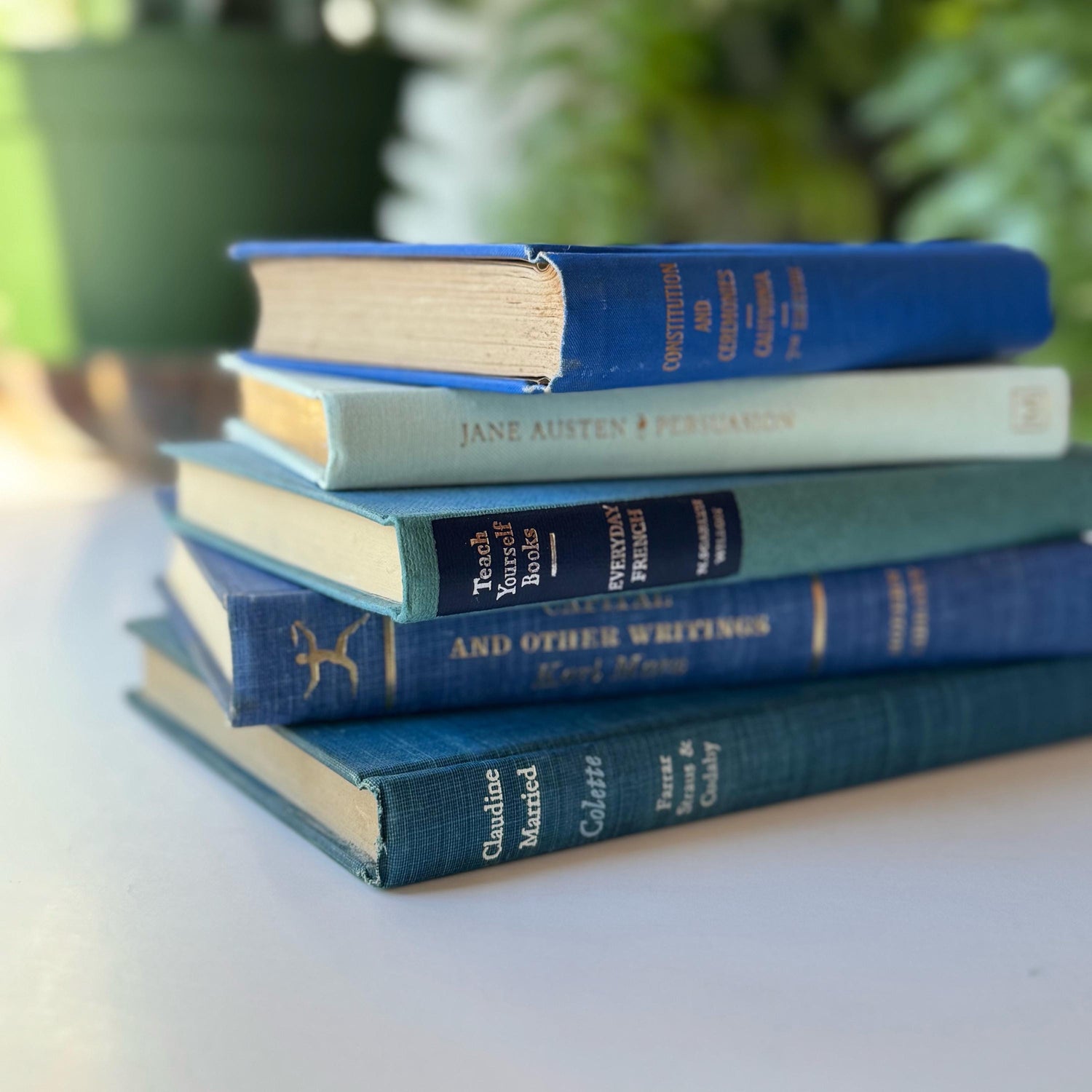 Mini Blue Vintage Book Set for Shelf Styling