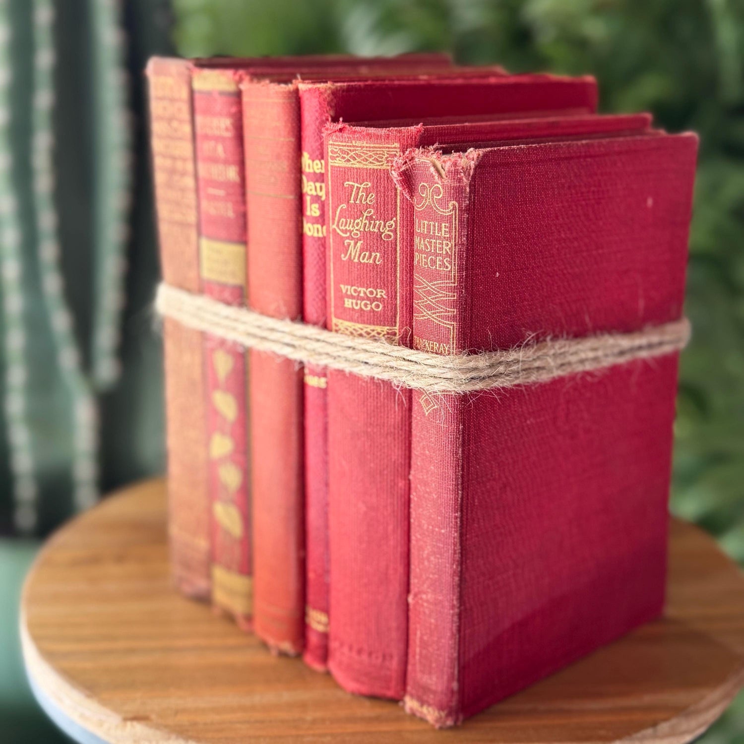 Antique Red Mini Book Bundle, English Literature and Poetry, Shabby Distressed Small Books