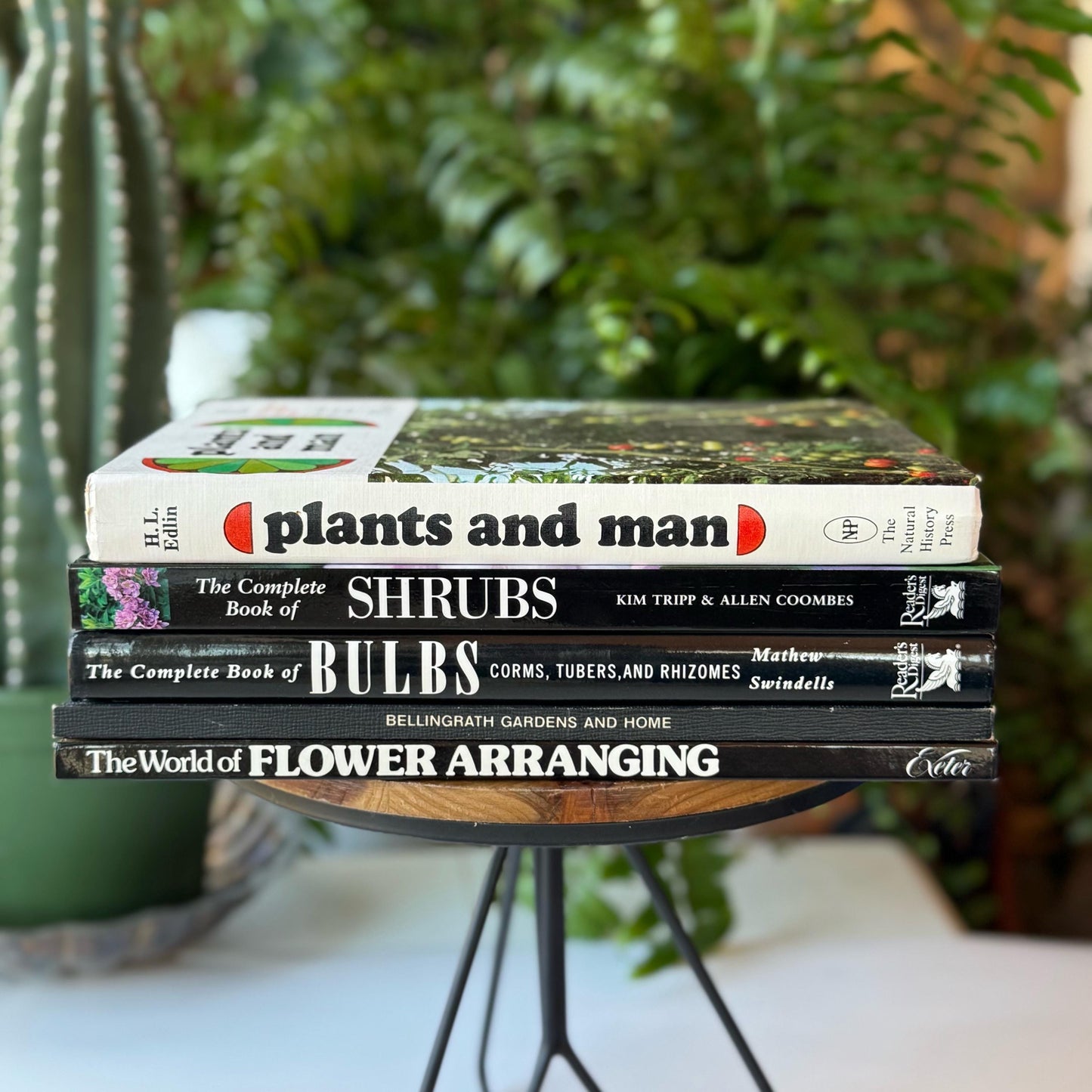 Black and White Vintage Gardening, Plants, and Flowers Coffee Table Books in Black and White for Shelf Styling