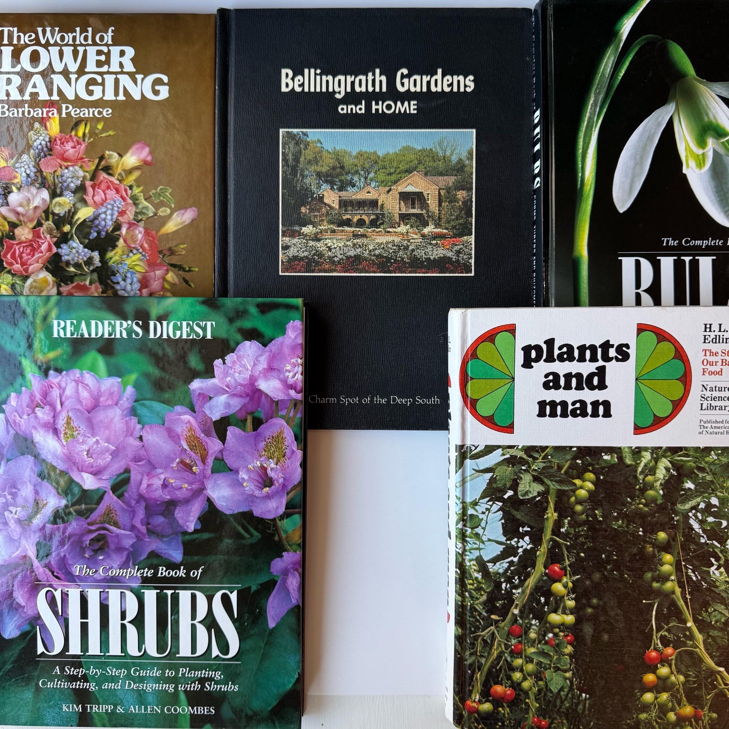 Black and White Vintage Gardening, Plants, and Flowers Coffee Table Books in Black and White for Shelf Styling