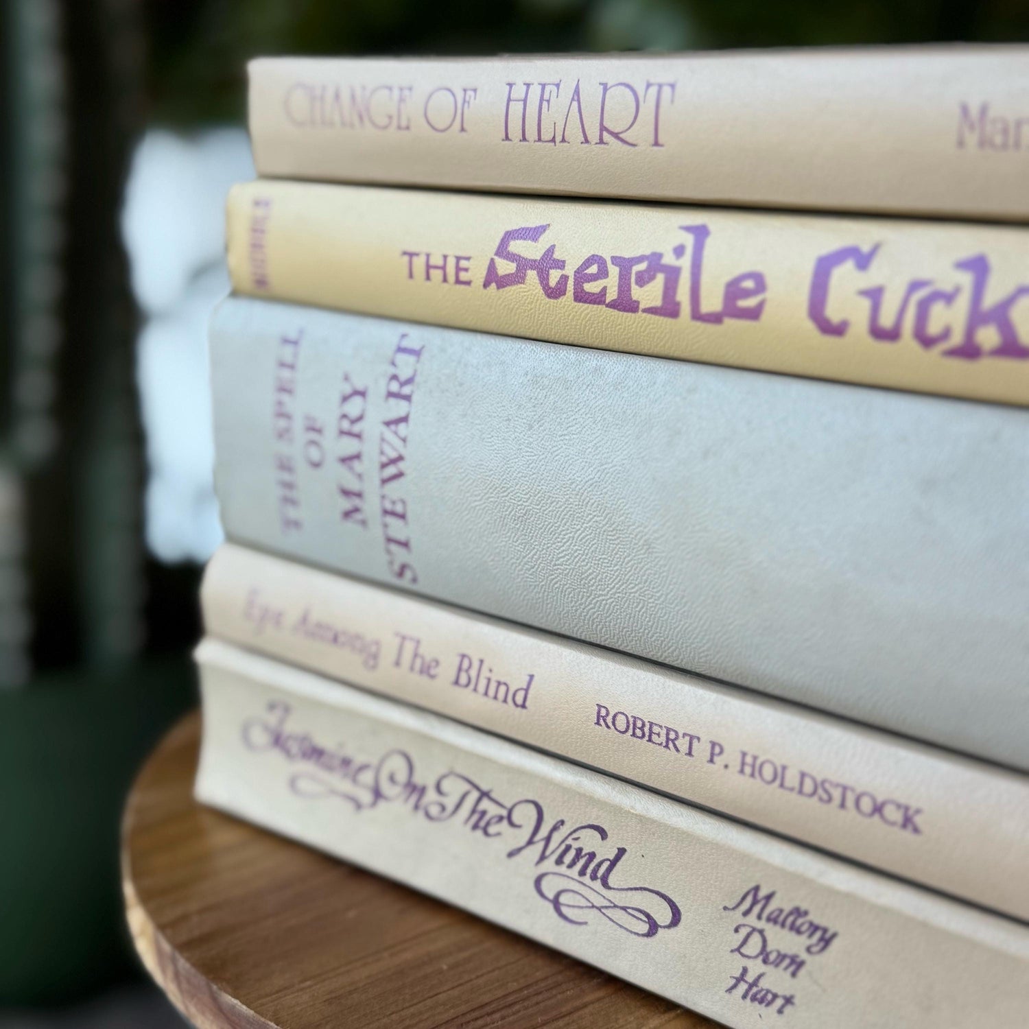 Tan and Purple Vintage Decorative Books for 1960s and 1970s Retro Shelf Styling