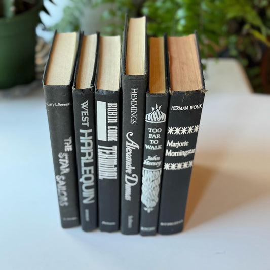 Black and Silver Vintage Decorative Books for Shelf Styling