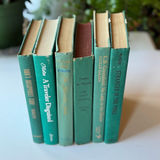 Teal Green Vintage Decorative Books for Bookshelf Decor