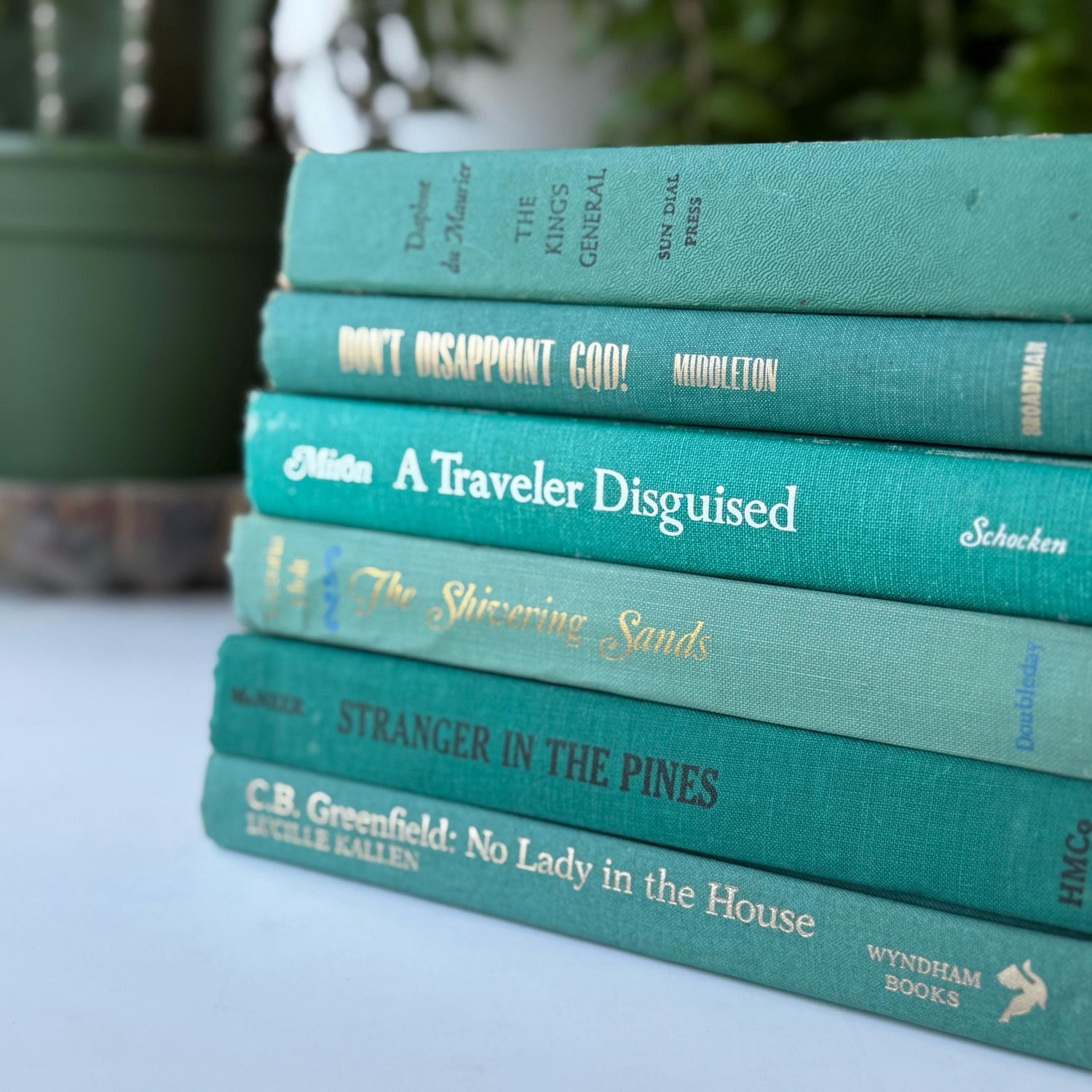 Teal Green Vintage Decorative Books for Bookshelf Decor