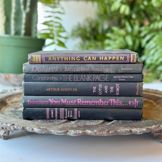 Vintage Black and Purple Book Decorative Retro Book Bundle for Shelf Styling