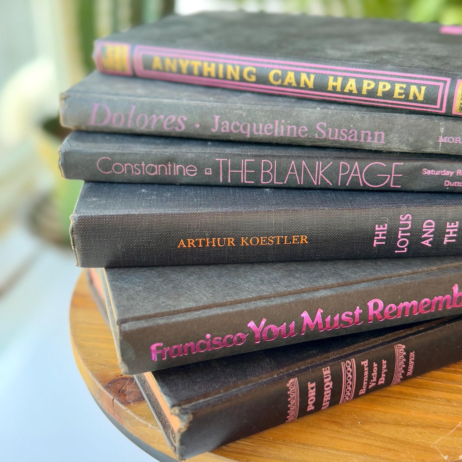 Vintage Black and Purple Book Decorative Retro Book Bundle for Shelf Styling