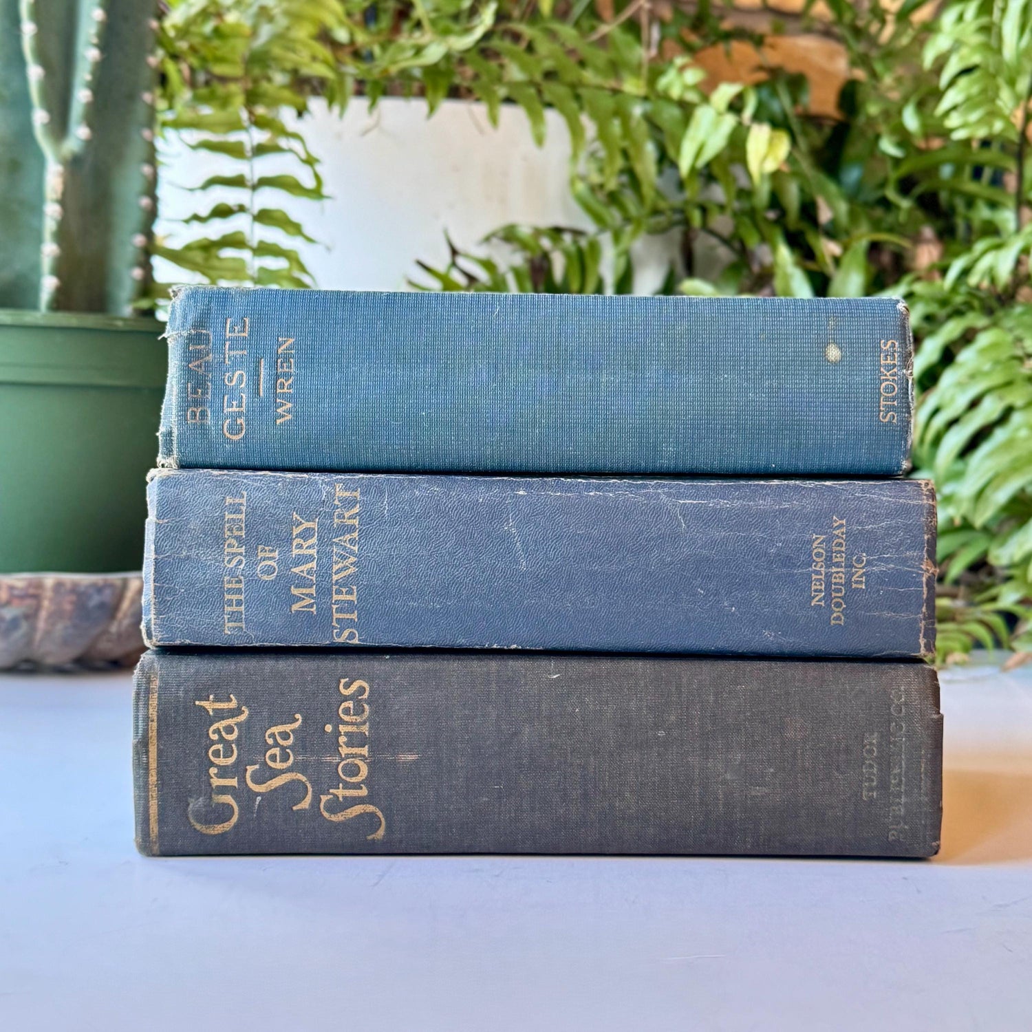 Vintage Blue Chunky Books for Shelf Styling