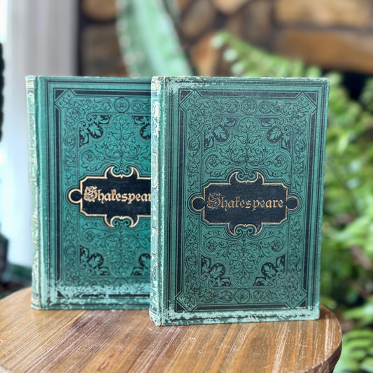 Antique Ornate Green German Shakespeare Book Set for Display