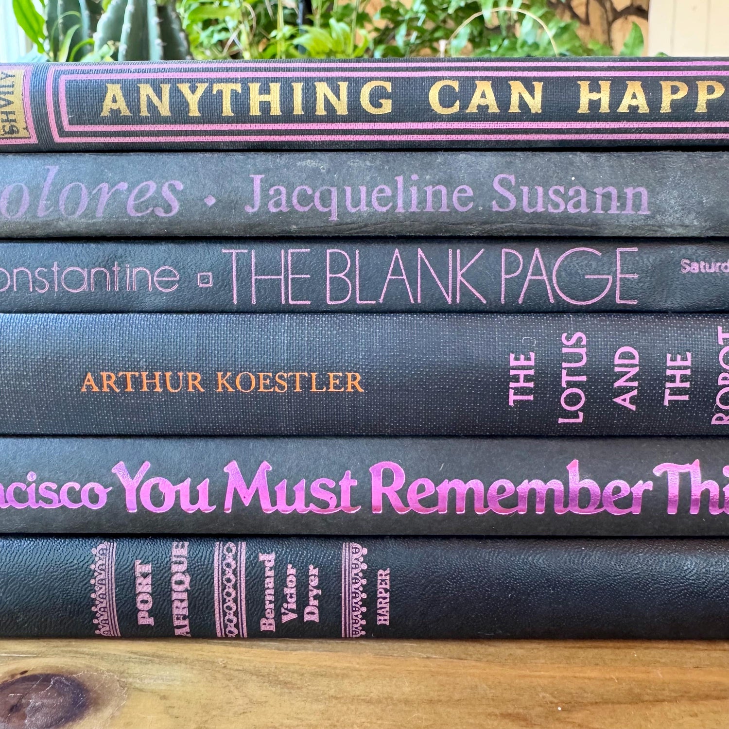 Vintage Black and Purple Book Decorative Retro Book Bundle for Shelf Styling