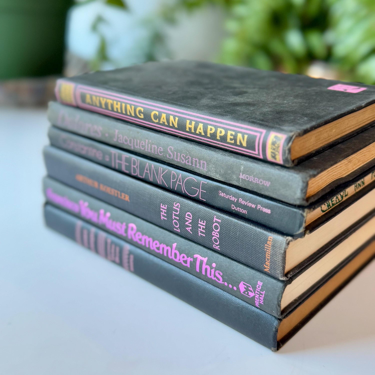Vintage Black and Purple Book Decorative Retro Book Bundle for Shelf Styling