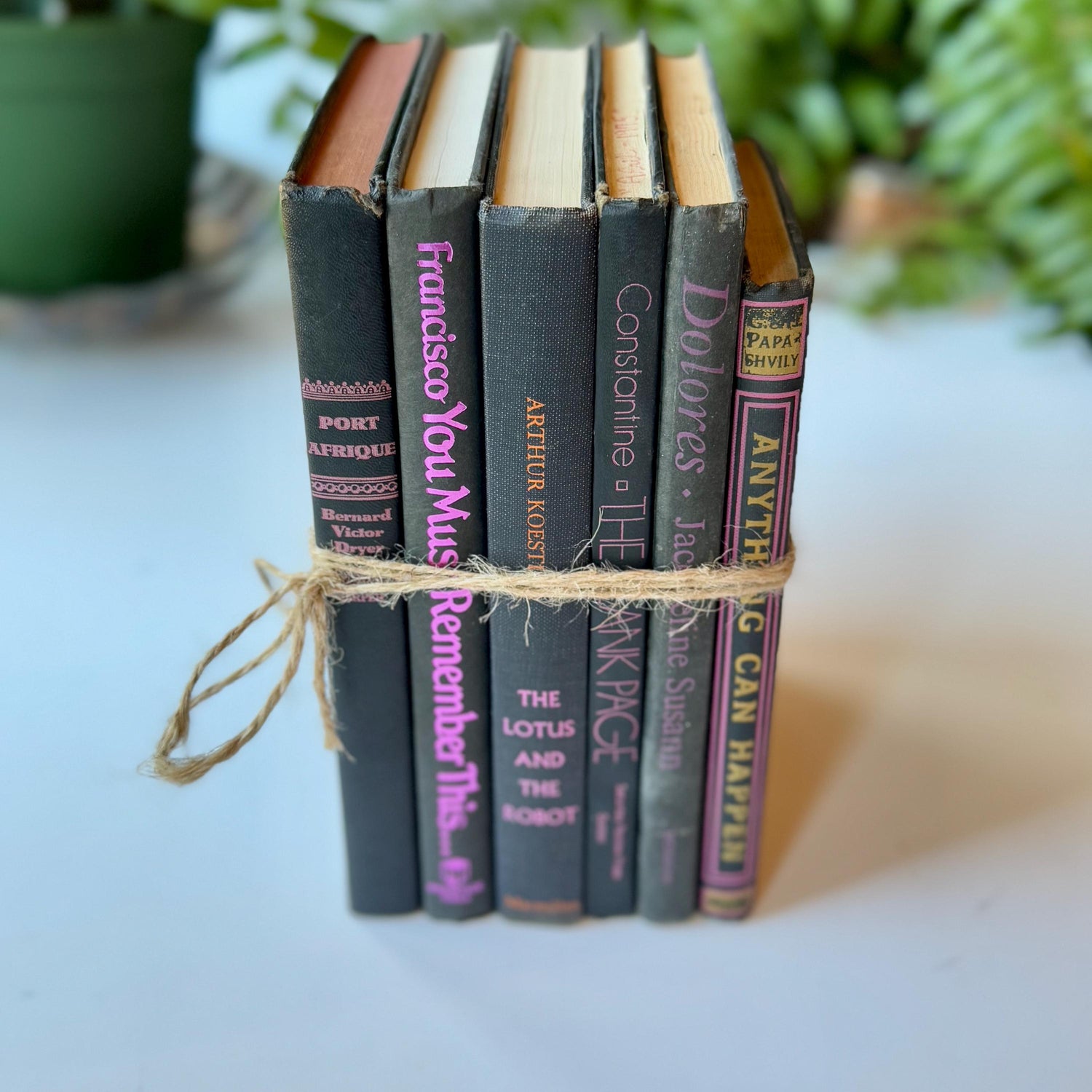 Vintage Black and Purple Book Decorative Retro Book Bundle for Shelf Styling