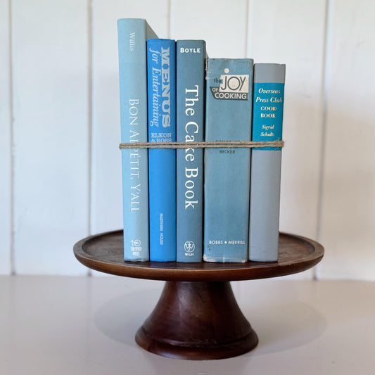 Blue Vintage Cookbook Set - Decorative Books for Kitchen Decor