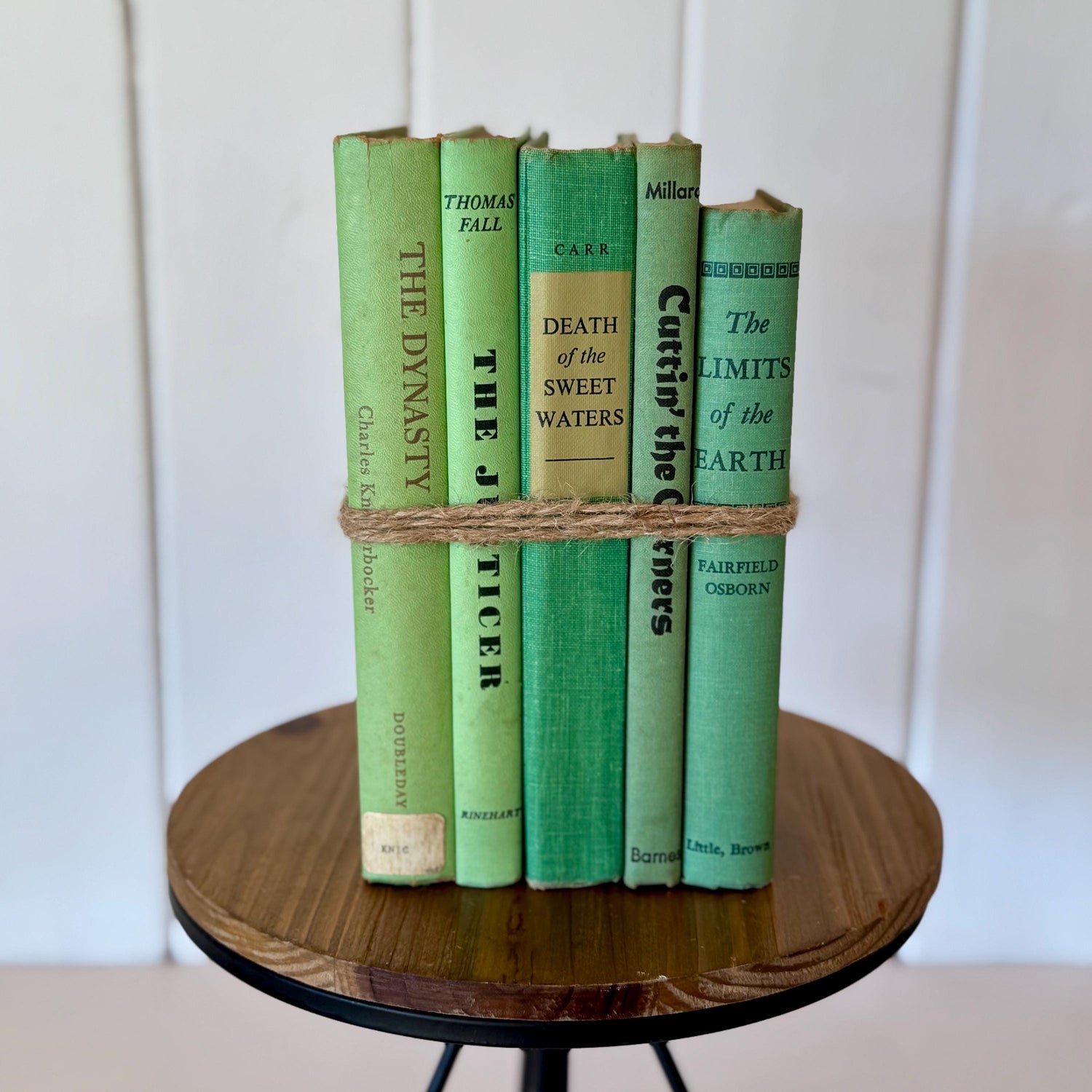 Bright Spring Green Book Bundle, Decorative Vintage Books, Handmade Decor