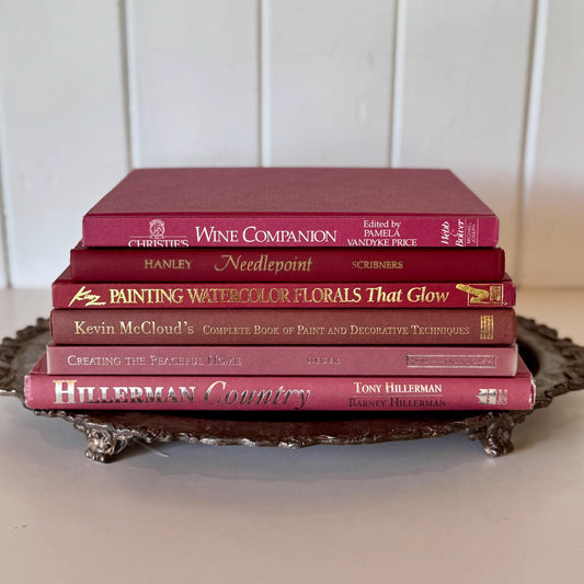 Blush Mauve Red Decorative Vintage Coffee Table Book Set