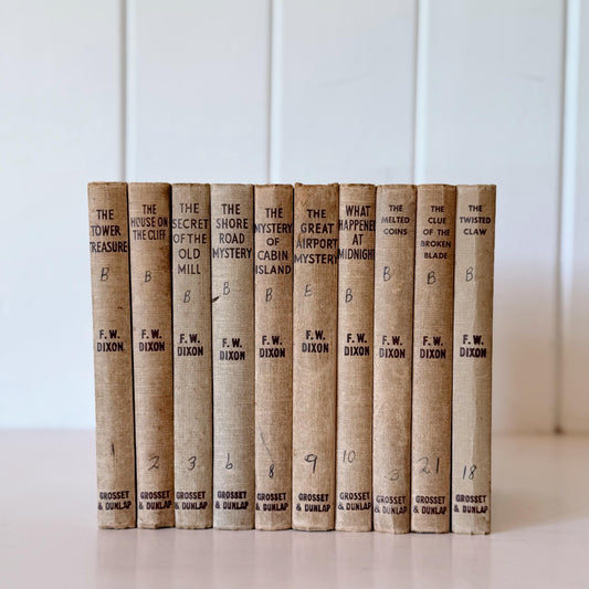Vintage Hardy Boys Book Set, Neutral Children's Room Decor
